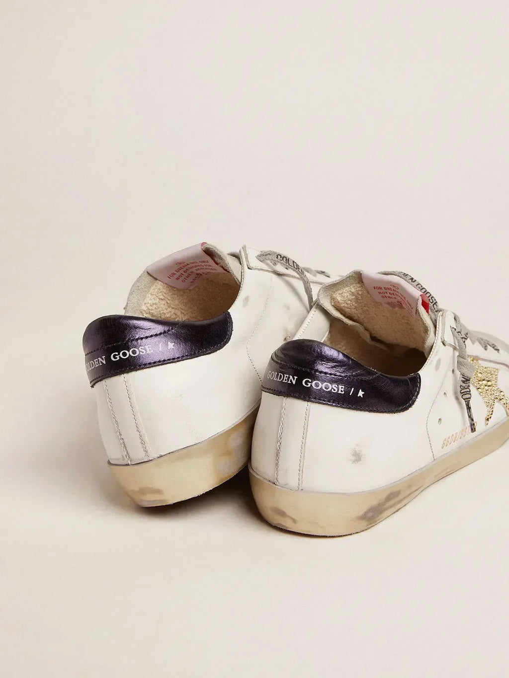 Super-Star LTD sneakers with navy-blue laminated leather heel tab and Swarovski crystal star