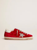 Super-Star LTD sneakers in red moir¨¦ velvet with Swarovski crystal star