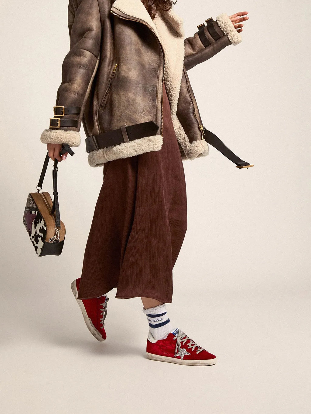 Super-Star LTD sneakers in red moir¨¦ velvet with Swarovski crystal star