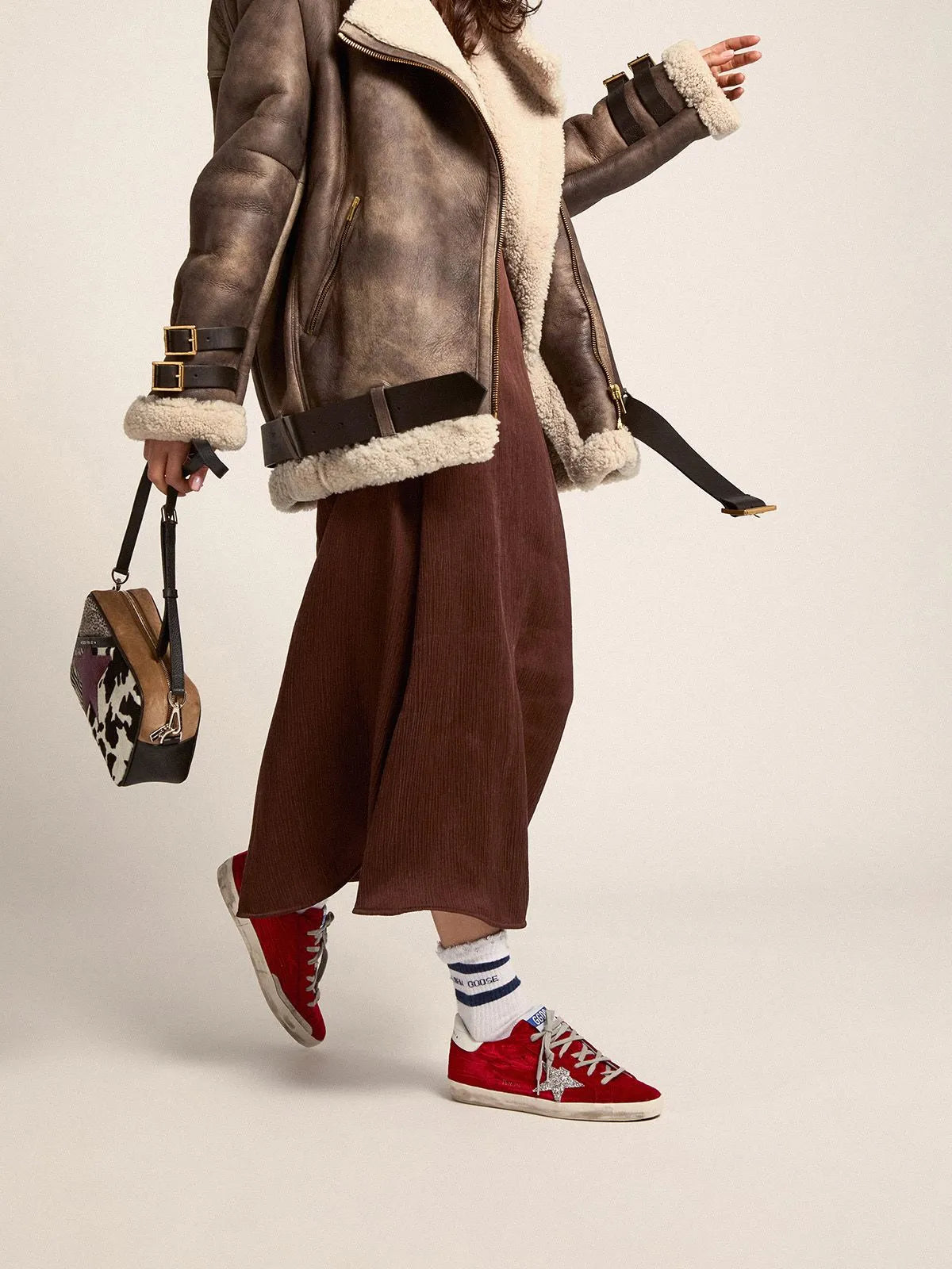 Super-Star LTD sneakers in red moir¨¦ velvet with Swarovski crystal star