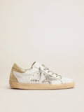 Super-Star sneakers with silver glitter star and glossy gold leather heel tab