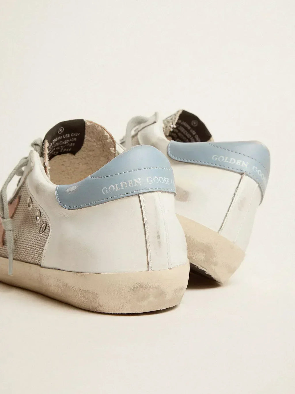 Sneakers Super-Star LTD in pelle bianca con inserto in mesh e linguetta glitter argento 