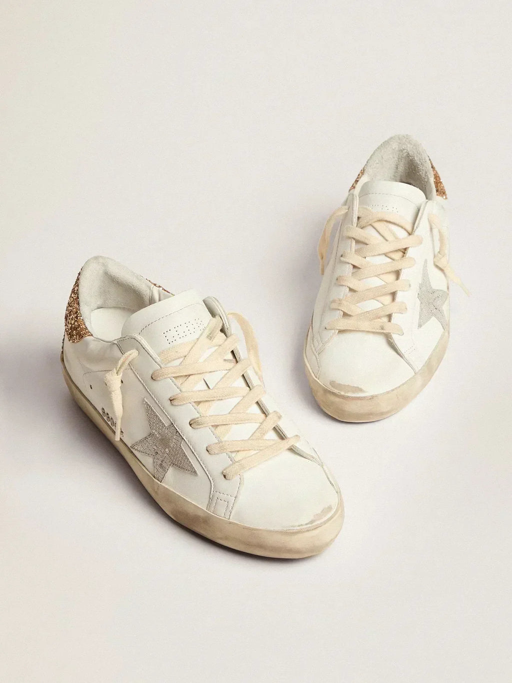 Super-Star sneakers with snake-print silver leather star and gold glitter heel tab