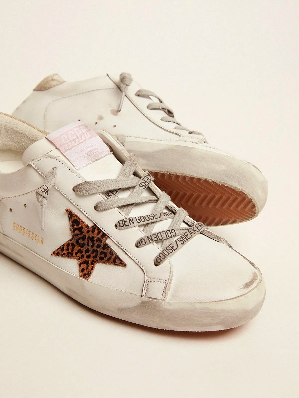 Sneakers Super-Star LTD con stella leopardata e talloncino glitterato oro 