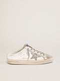 Super-Star Sabot with a platinum glitter star and suede tongue