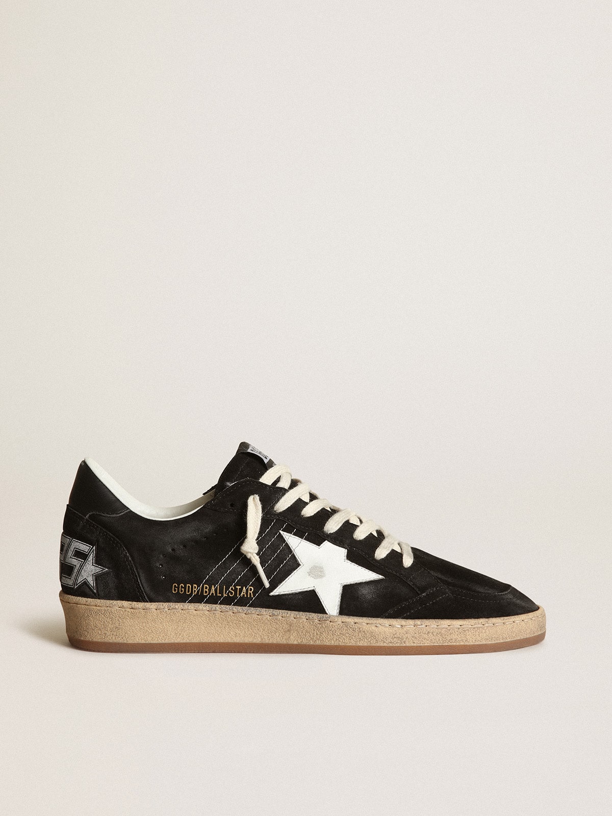 Ball Star da donna in camoscio nero con stella in pelle bianca