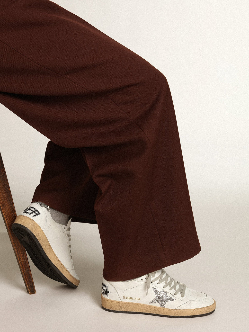 Ball Star da donna in nappa con stella bianca e talloncino glitterato