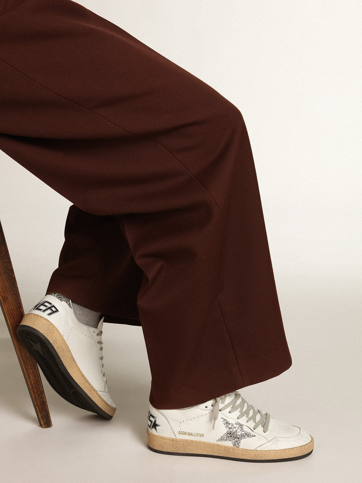 Ball Star da donna in nappa con stella bianca e talloncino glitterato