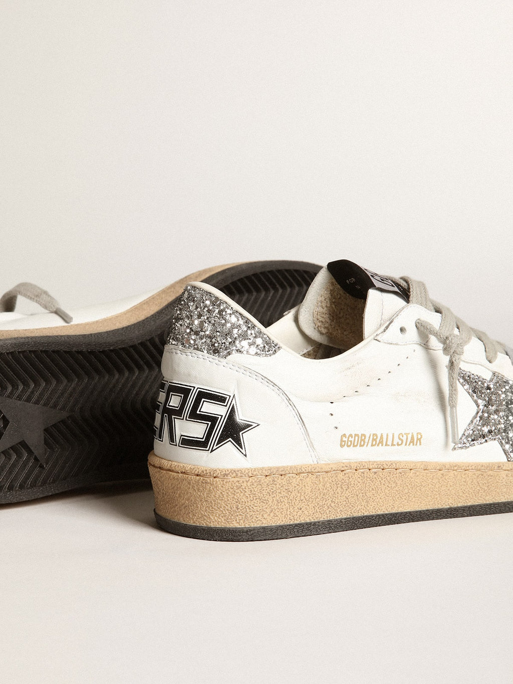 Ball Star da donna in nappa con stella bianca e talloncino glitterato