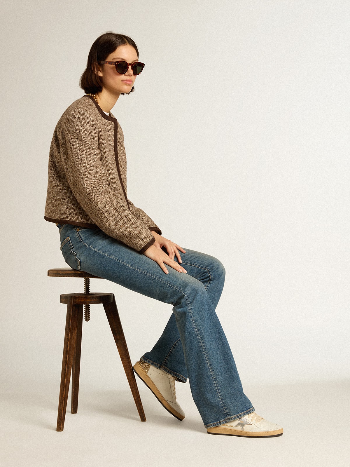 Ball Star con stella in pelle metallizzata e linguetta sul tallone glitterata