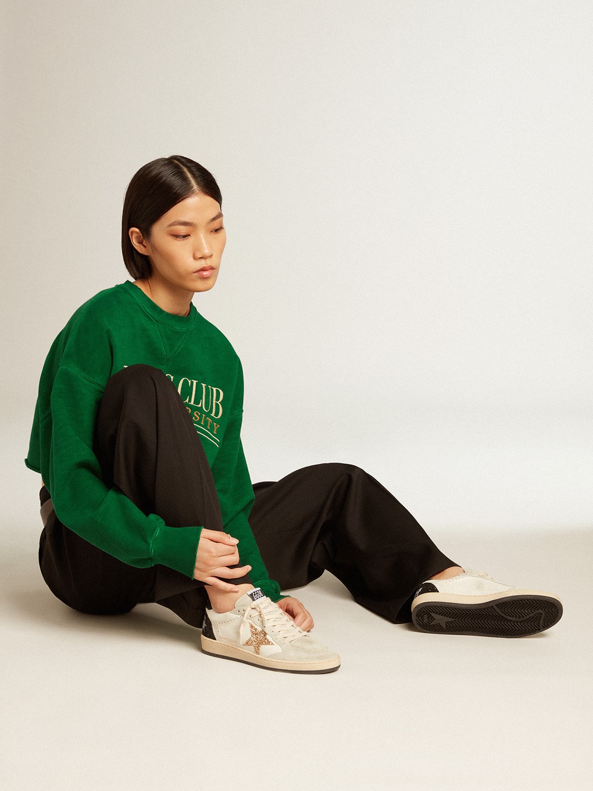 Ball Star LTD da donna in nappa e camoscio con stella glitterata e linguetta nera sul tallone