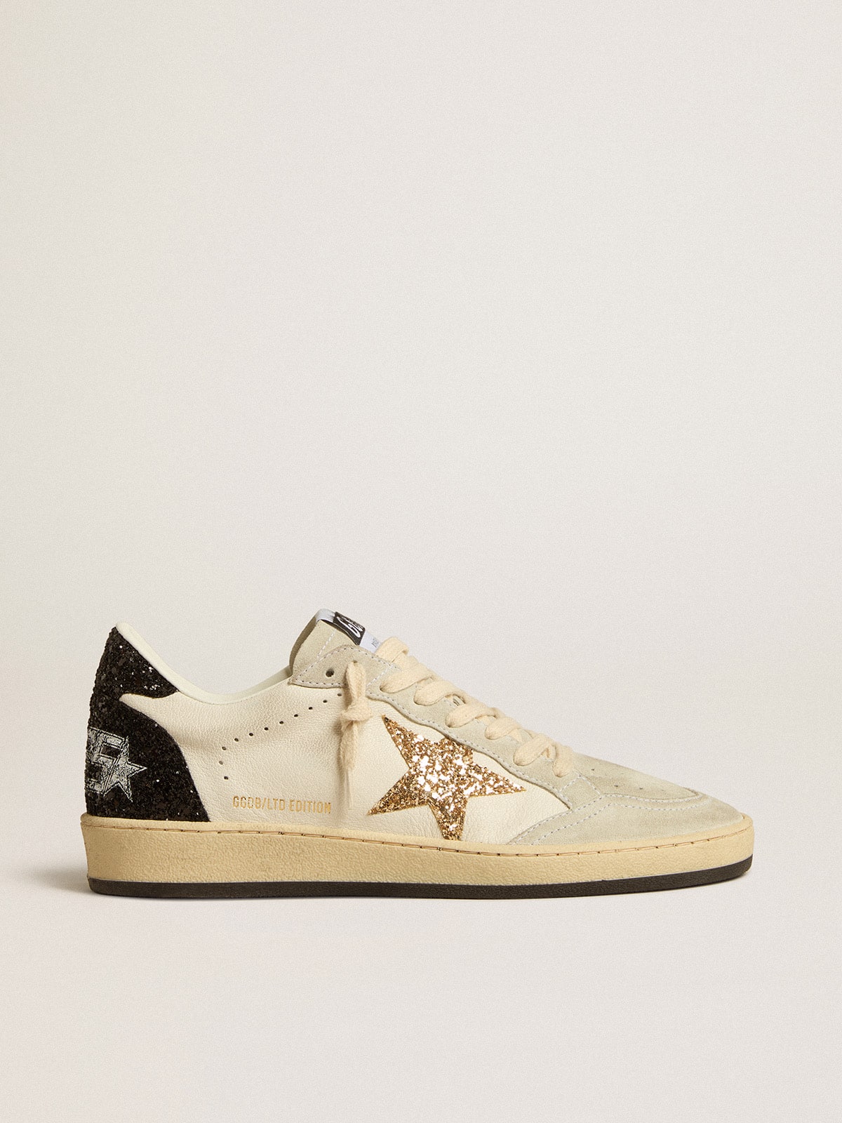 Ball Star LTD da donna in nappa e camoscio con stella glitterata e linguetta nera sul tallone