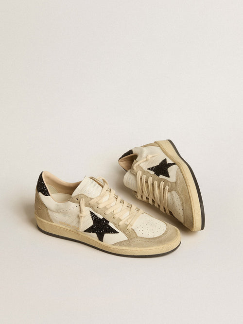 Ball Star in nappa e suede con stella glitterata nera e linguetta sul tallone