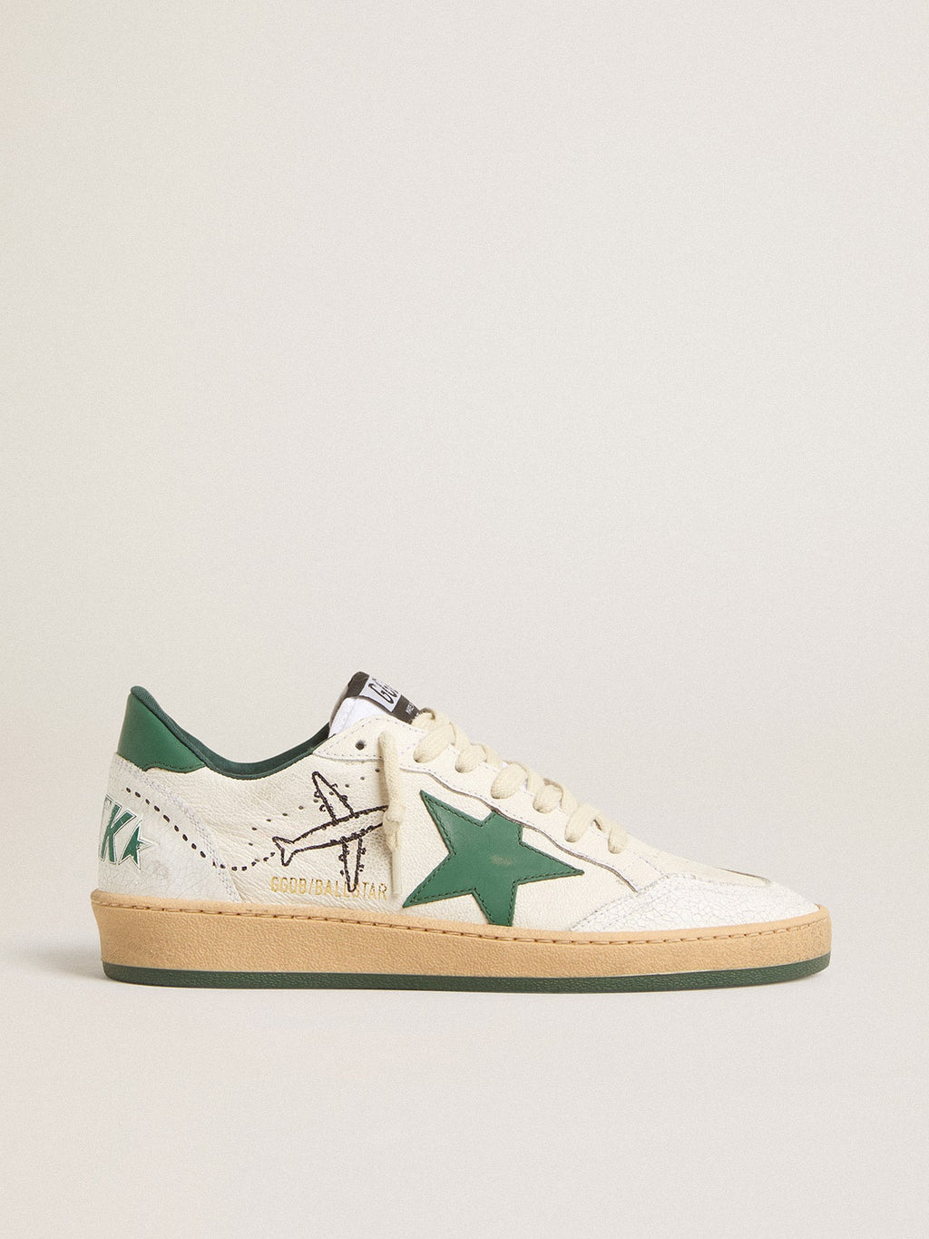 Ball Star Wishes da donna in nappa bianca con stella in pelle verde e linguetta sul tallone
