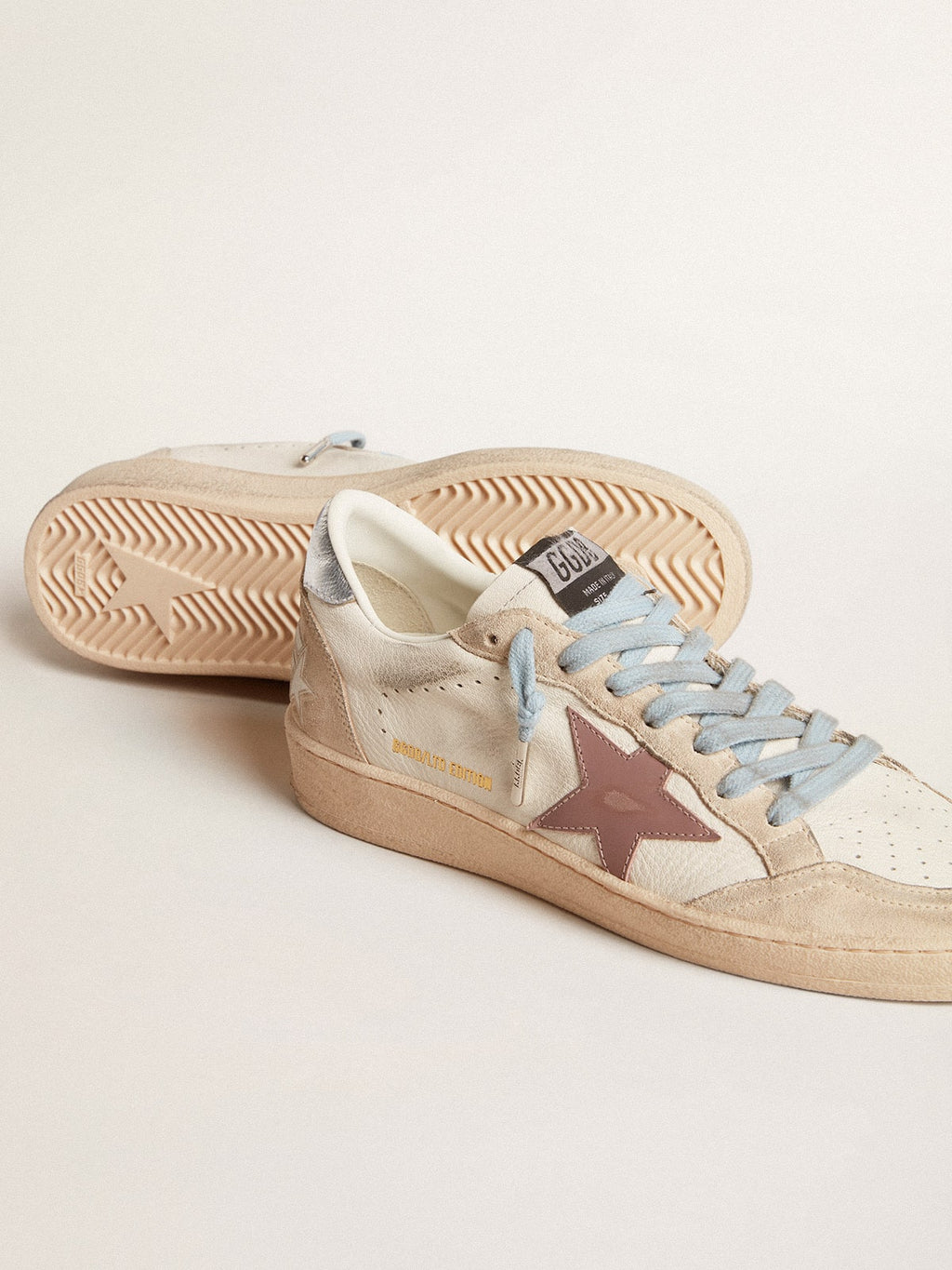 Ball Star LTD da donna in nappa bianca e suede perla con stella in pelle malva