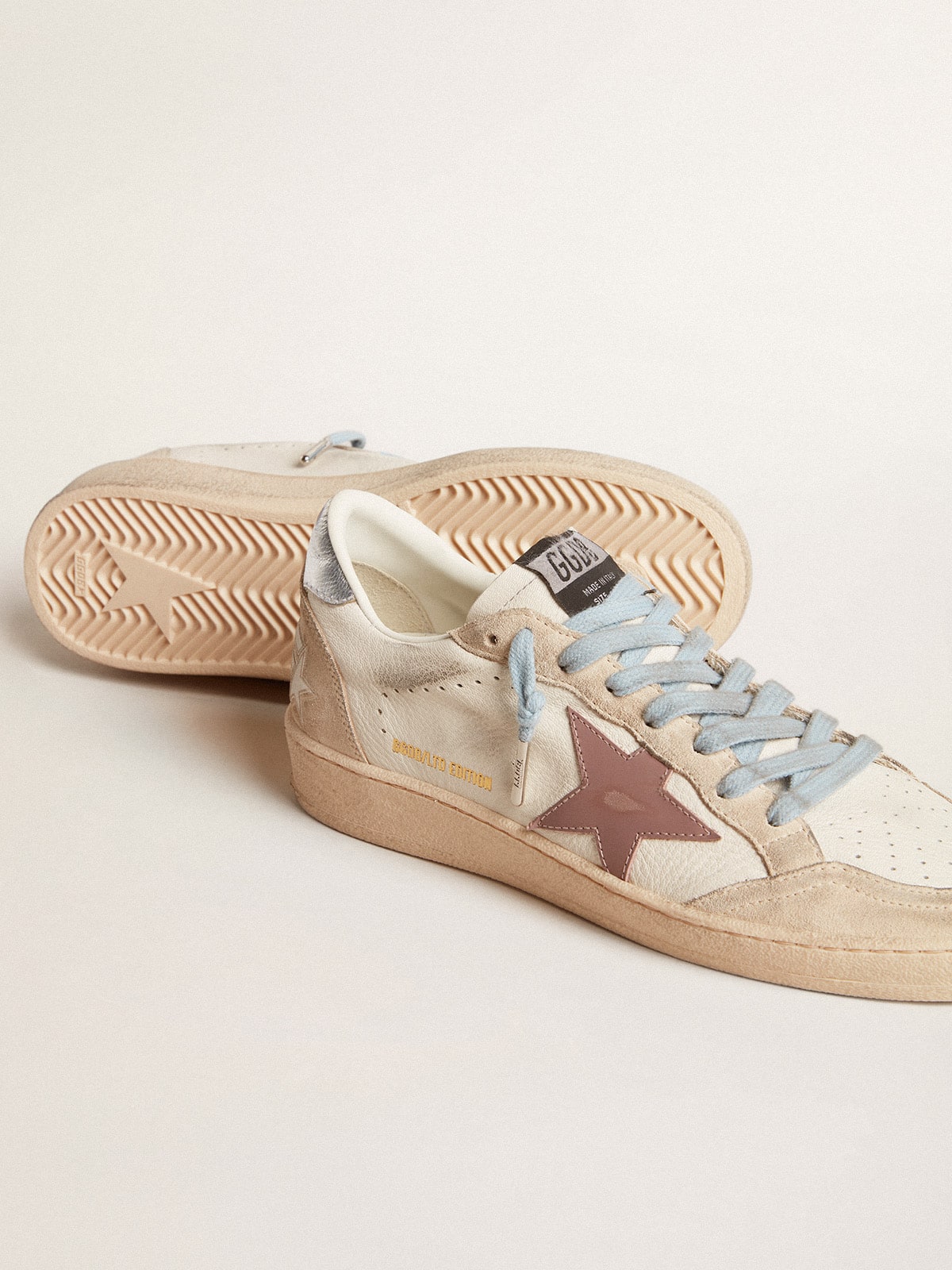 Ball Star LTD da donna in nappa bianca e suede perla con stella in pelle malva
