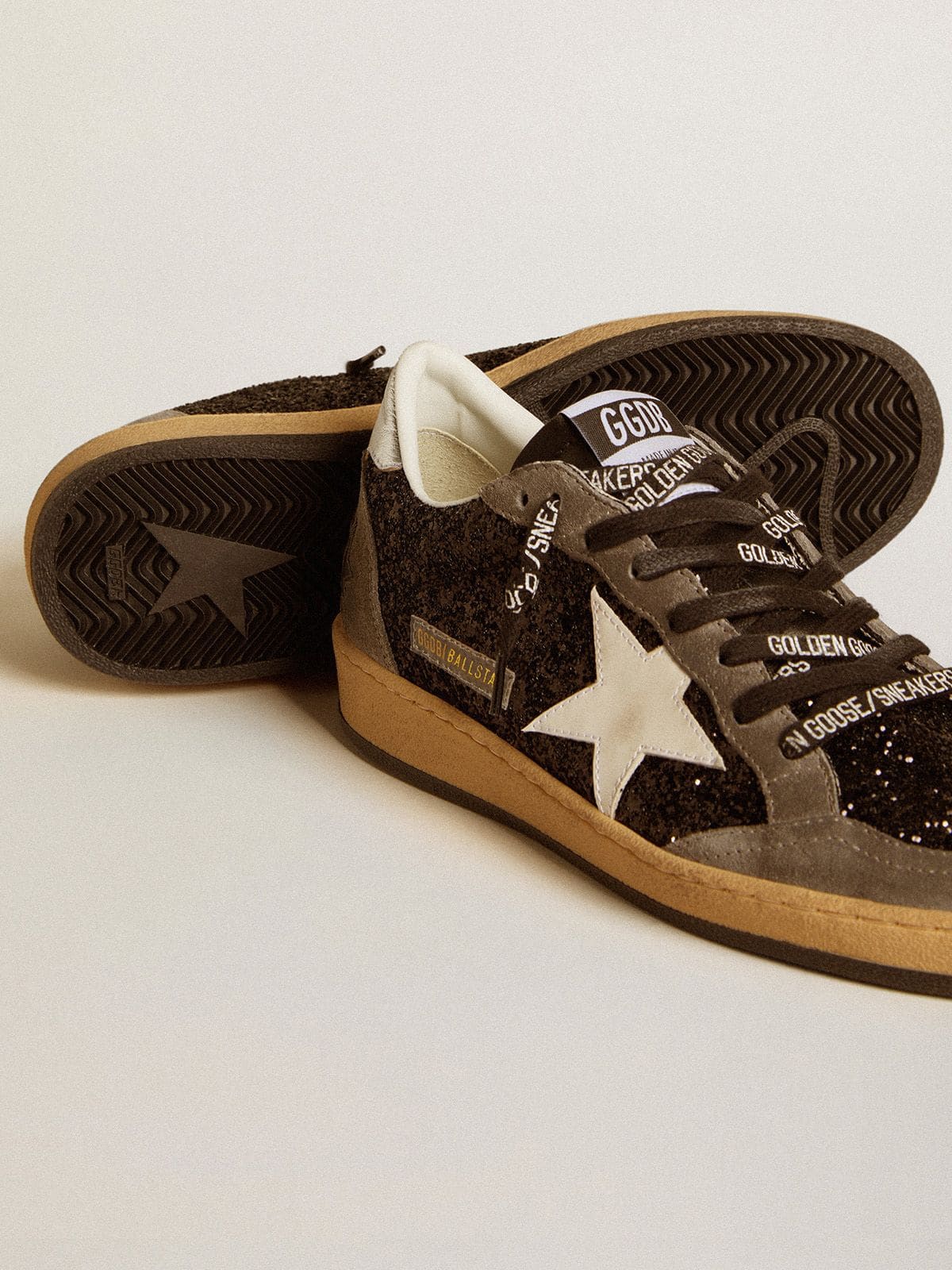 Ball Star da donna in glitter con stella in pelle e linguetta sul tallone in pelle metallizzata