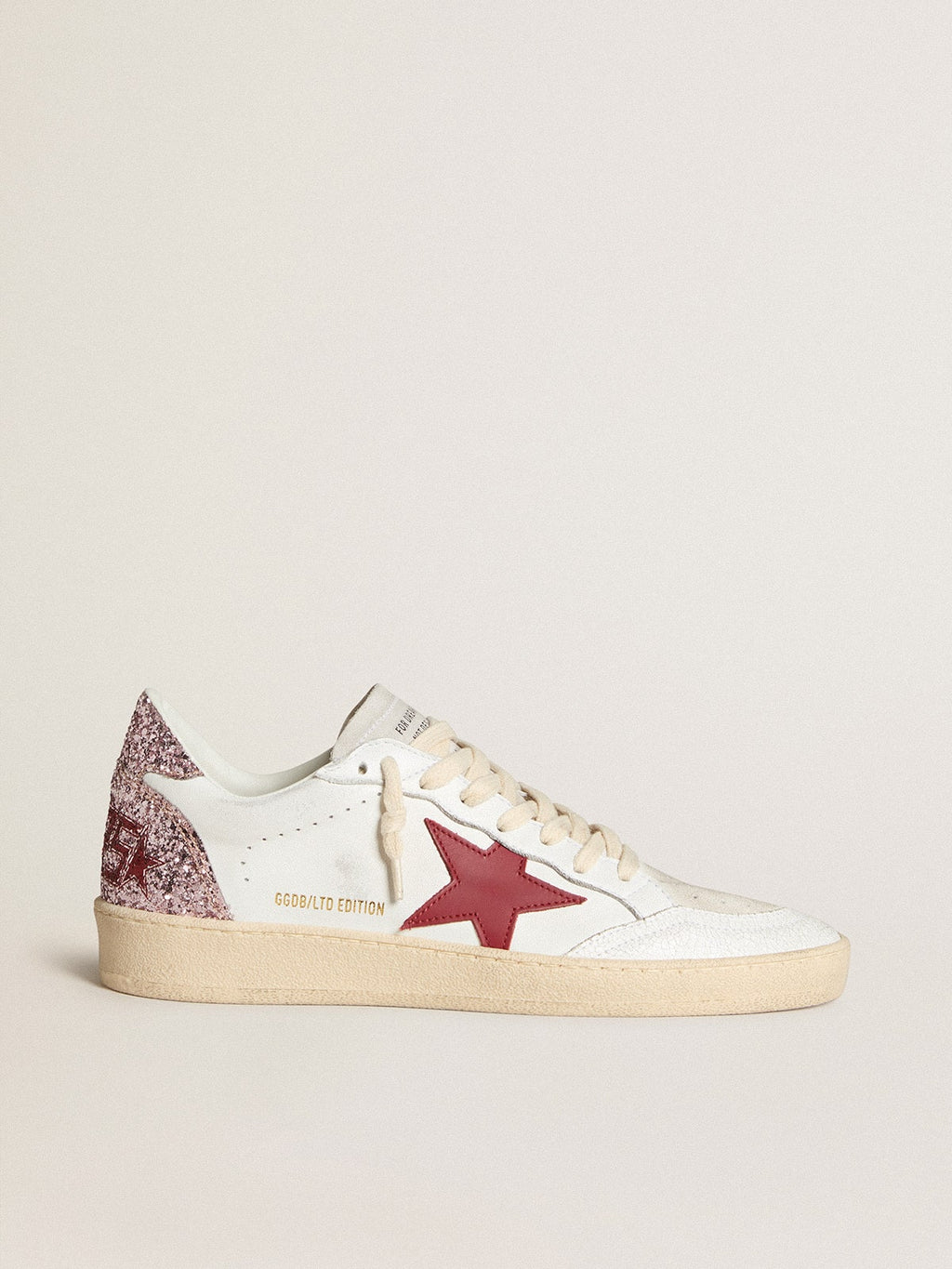 Ball Star LTD con stella in pelle rossa e linguetta sul tallone con glitter rosa
