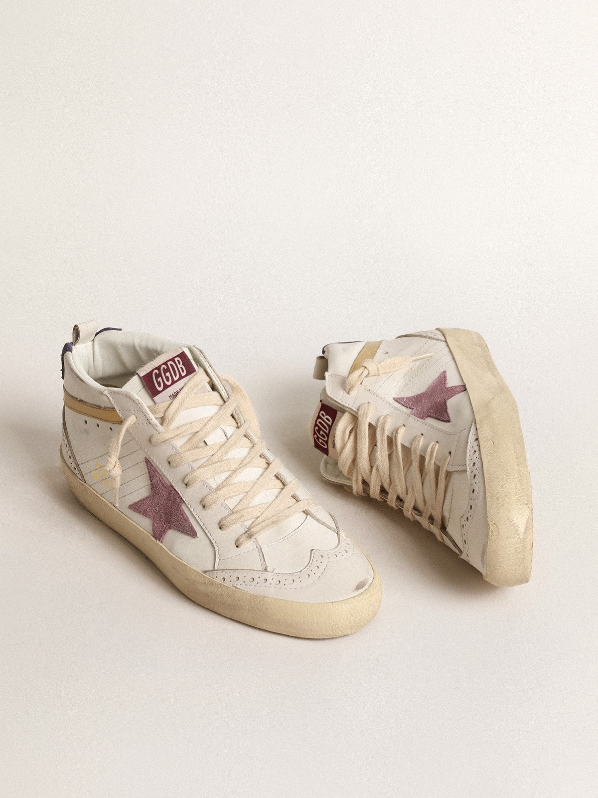 Mid Star with pink suede star and gold metallic leather flash