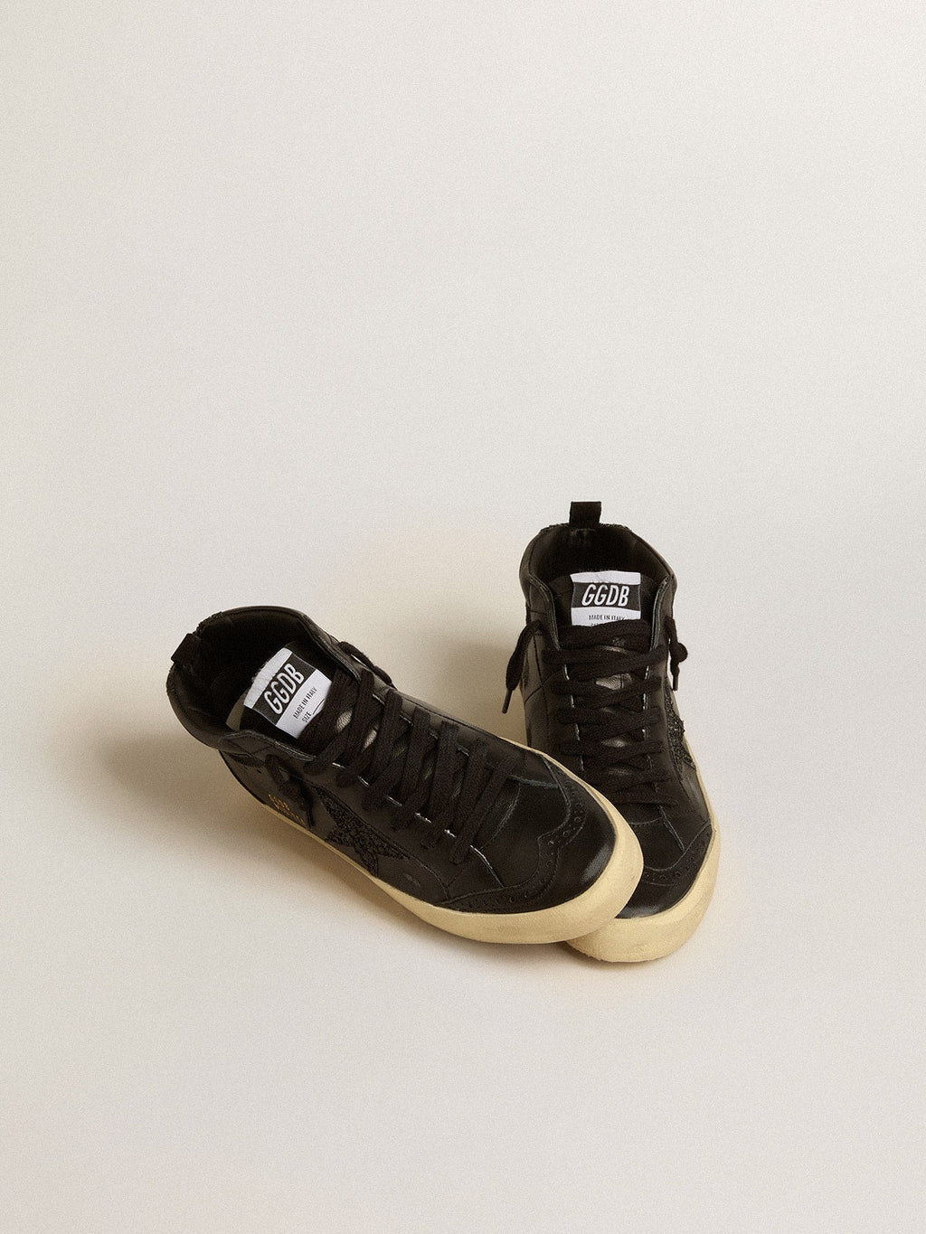 Mid Star da donna in nappa nera con stella glitterata nera e flash in suede