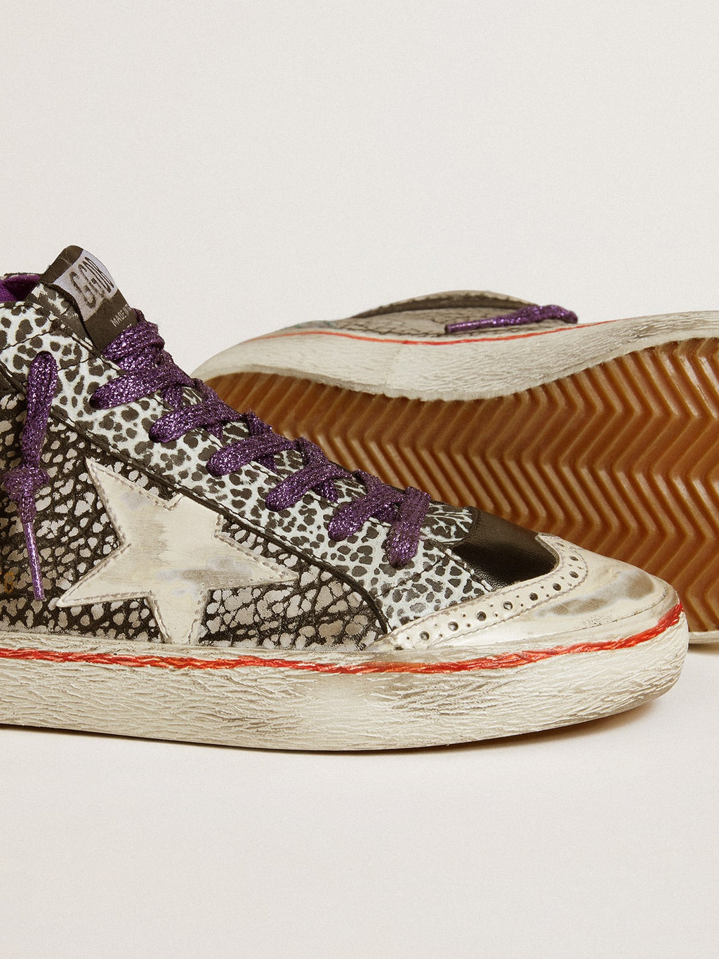 Women’s Mid Star LAB in animal-print leather with a white star