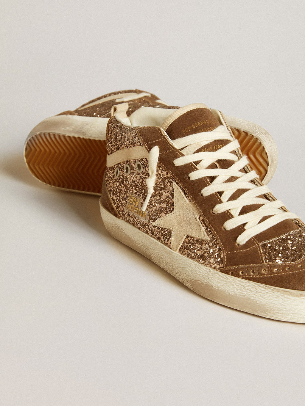 Women's Mid Star in glitter with pearl suede star and brown suede inserts
