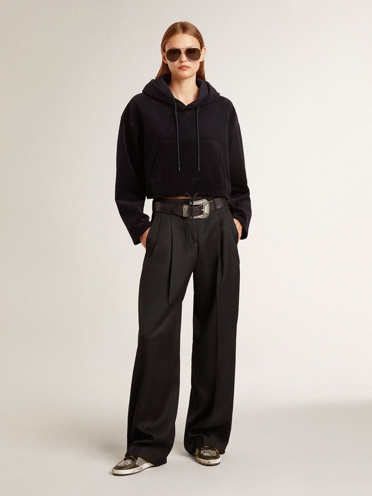 Ball Star da donna in pelle stampa elefante con stella in pelle nera