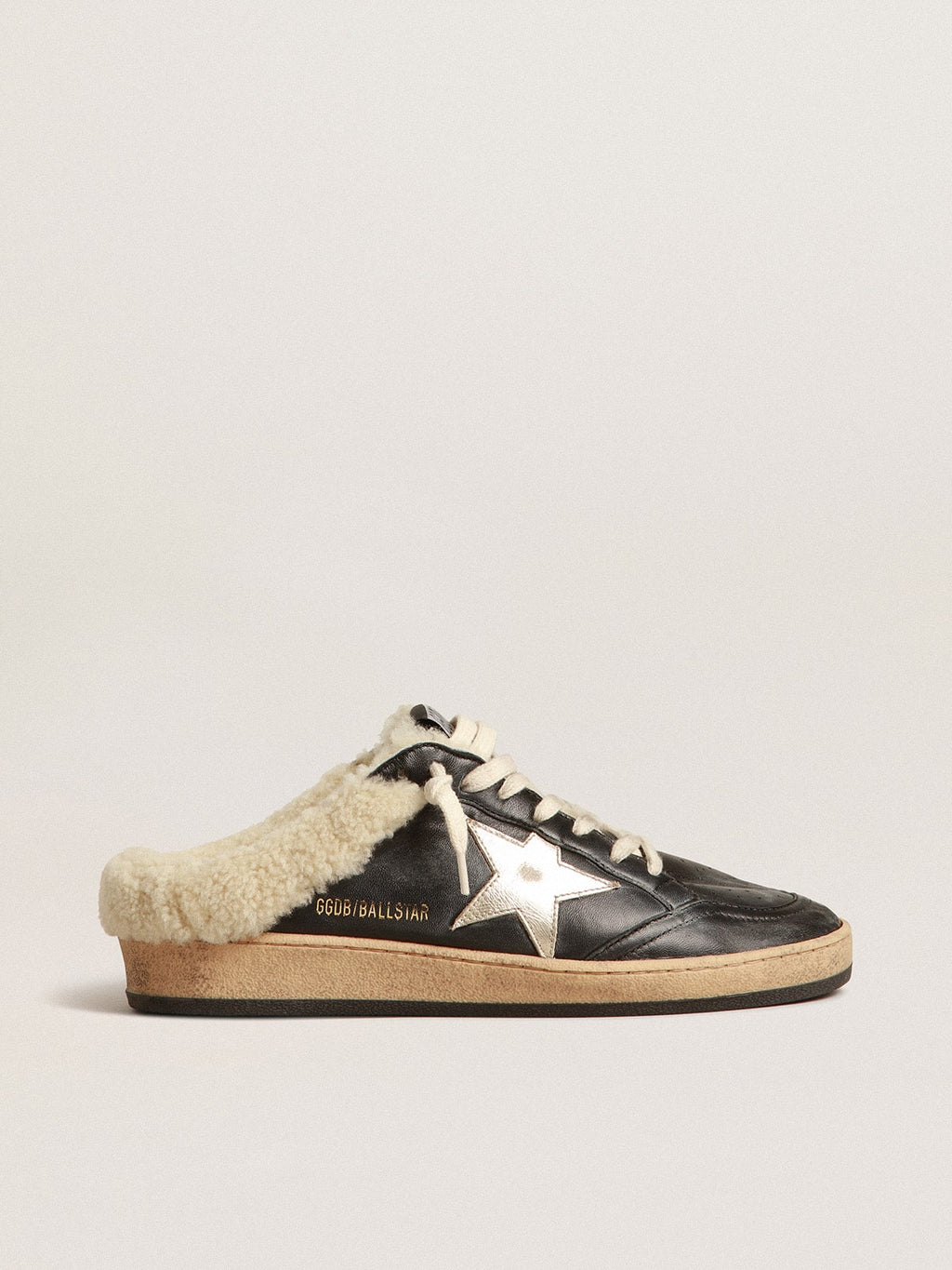 Sabot Ball Star in nappa con stella platino e fodera in shearling