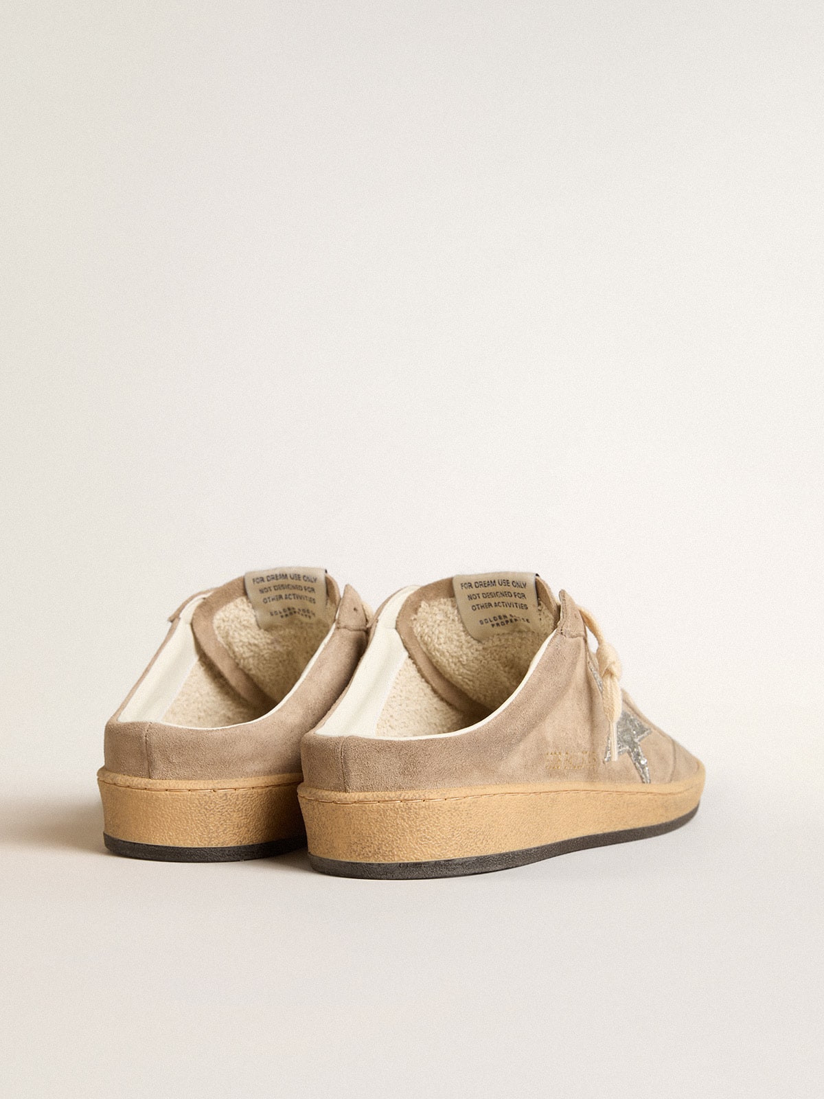 Sabot Ball Star in camoscio tortora con stella glitterata argento