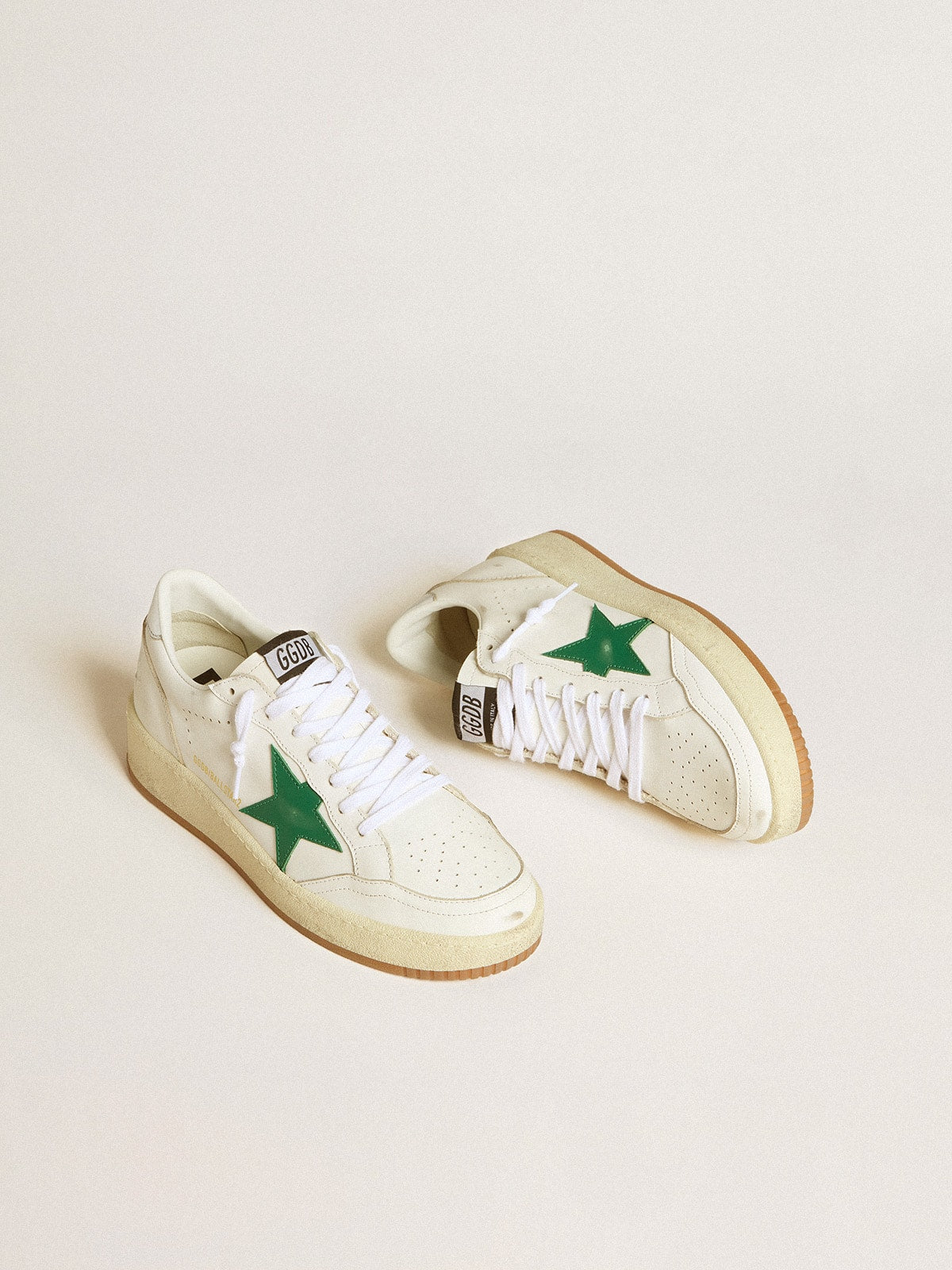 Ball Star 2 da donna con stella in pelle verde e linguetta sul tallone in pelle metallizzata