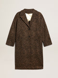 Women's single-breasted cocoon coat in wool with jacquard motif