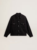 Women’s black denim jacket with embroidery