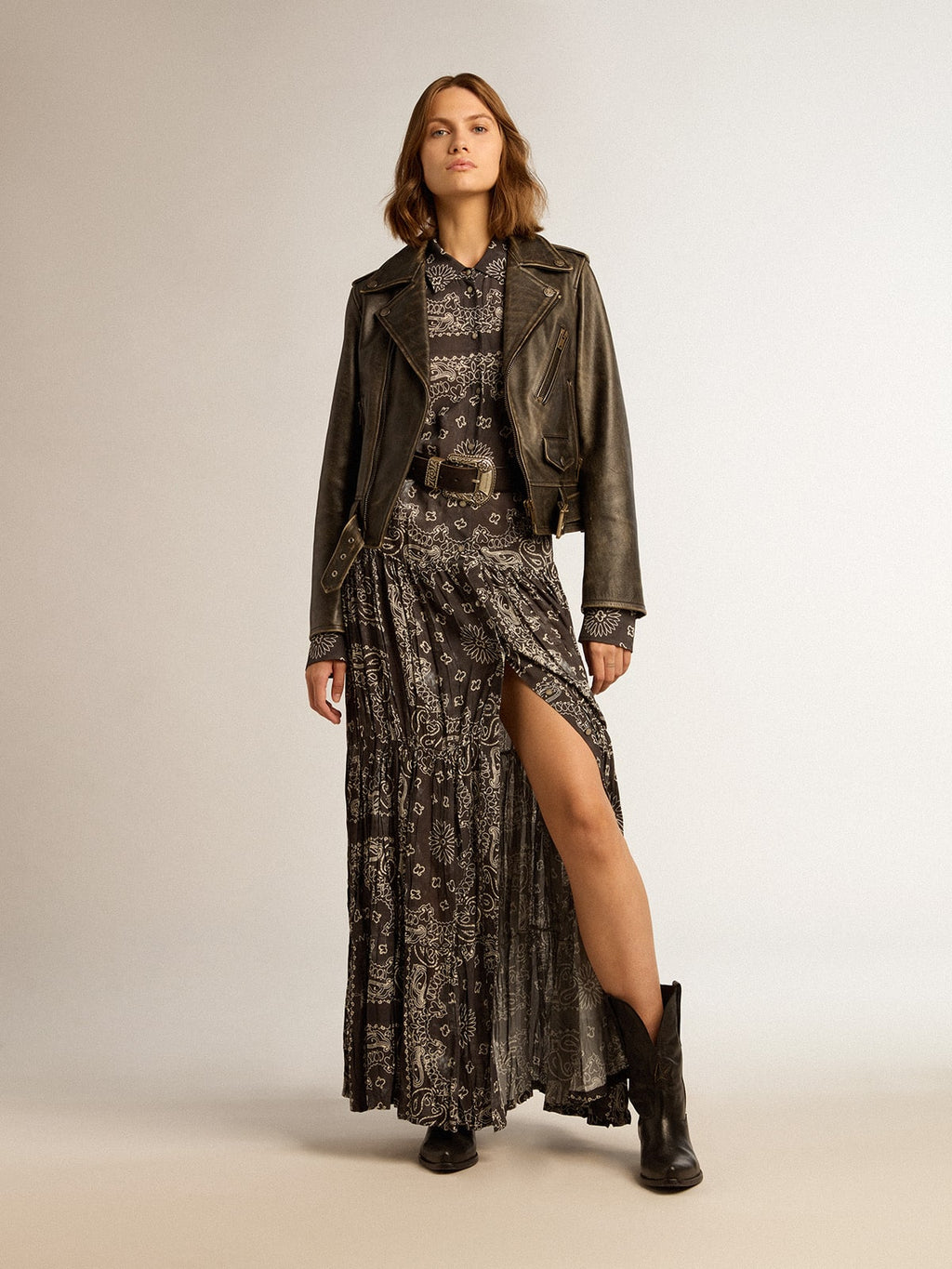 Women’s leather biker jacket