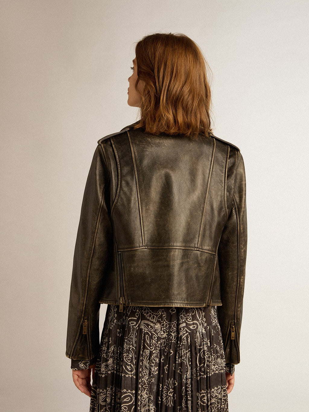 Women’s leather biker jacket