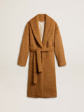 Women's coat with shawl collar in tobacco
