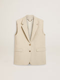 Women's khaki wool blend vest jacket