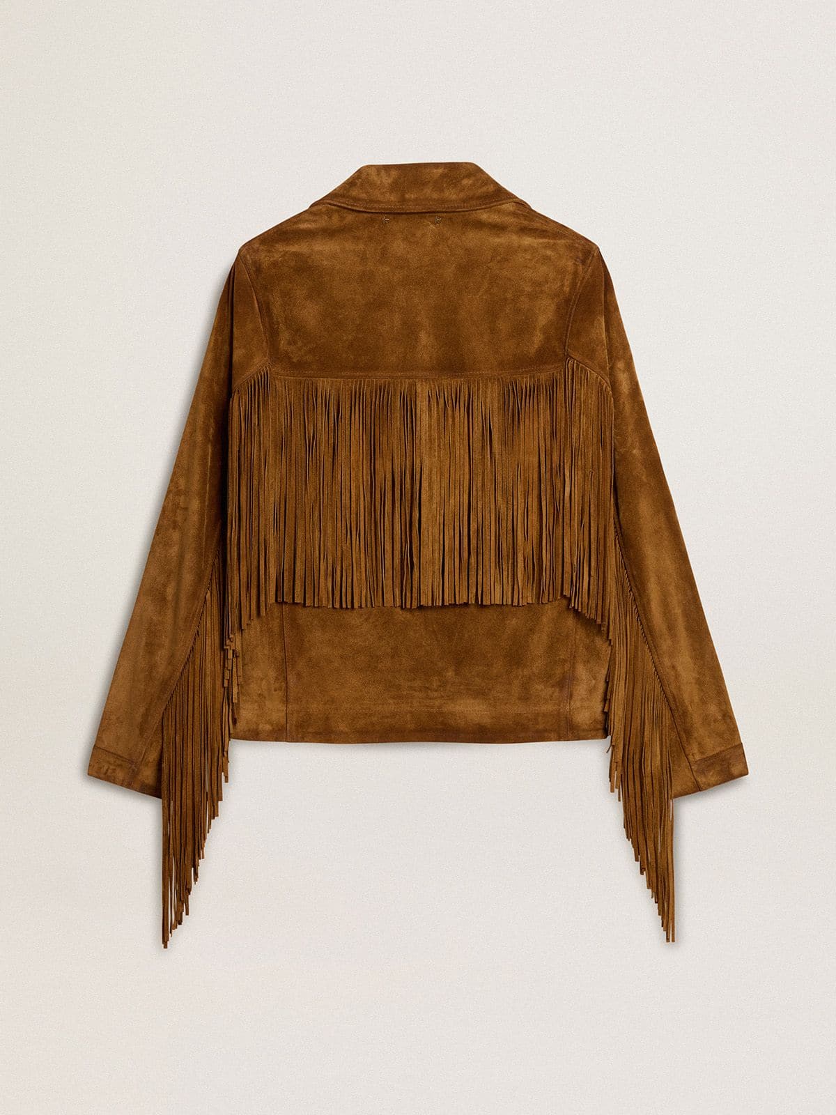 Women’s tobacco-colored suede jacket women with fringes